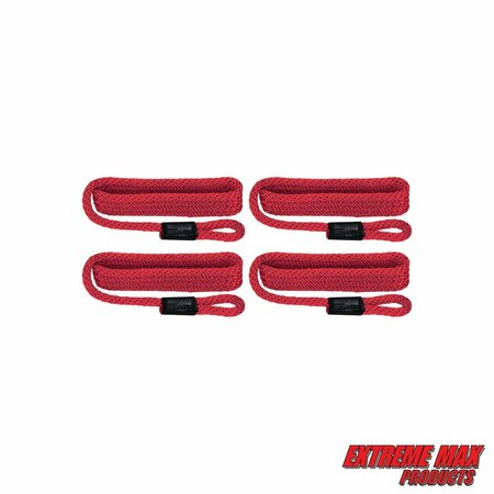 EXTREME MAX Extreme Max 3006.2989 BoatTector Solid Braid MFP Dock Line Value 4-Pack - 3/8" x 15', Red 3006.2989